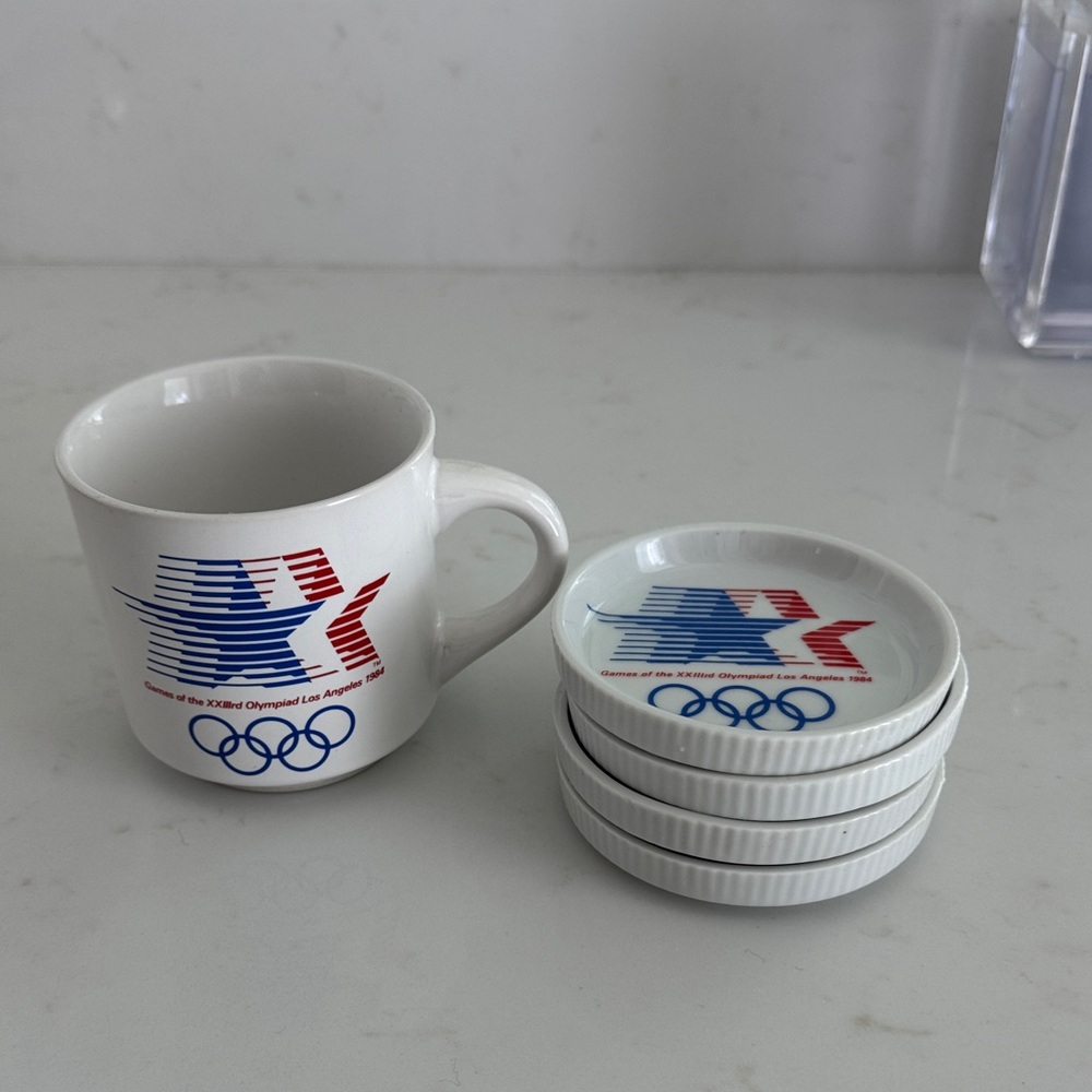 Los Angeles Olympics White Mug and Coaster Set